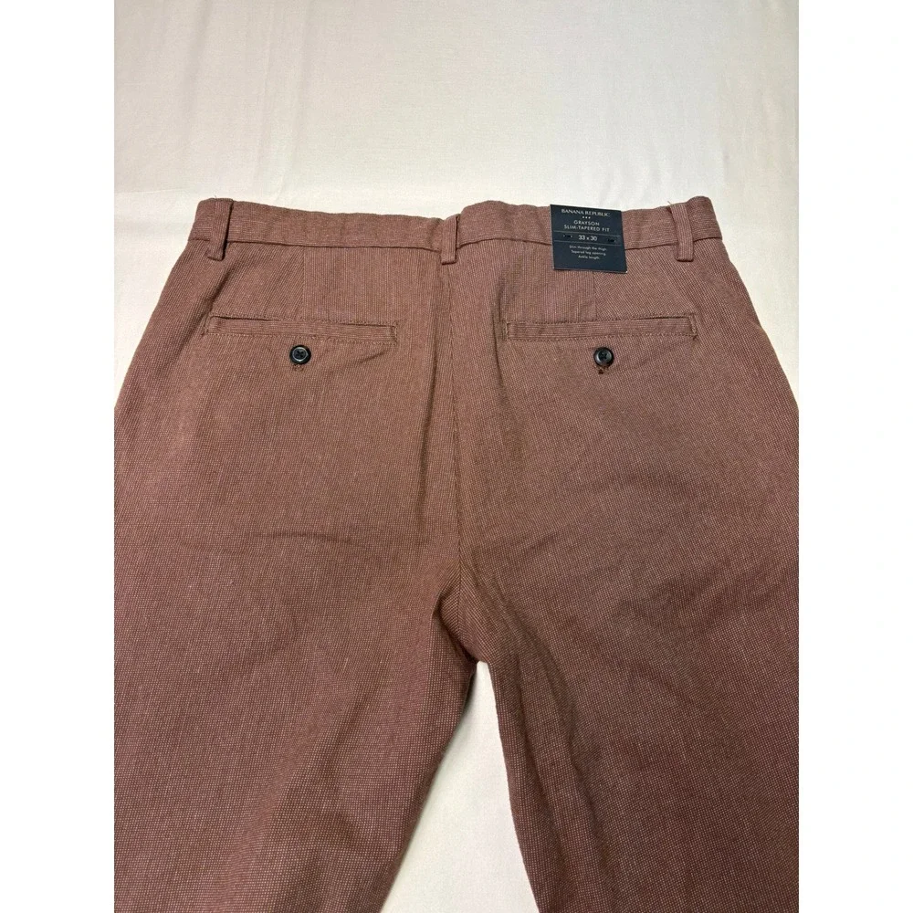 NWT Banana‎ Republic Grayson Slim Tapered Fit Pants Mens 33x27* Brown Micro